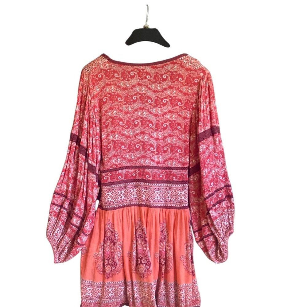 Free People Luna Scarf Print Tunic Dress Size Small - Red Combo - Picture 8 of 12